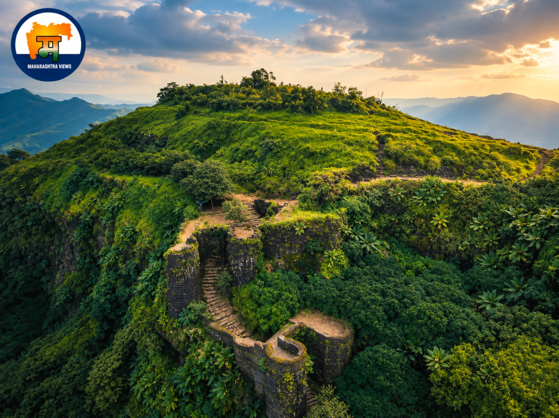 Sinhagad Fort near Pune showing the hill fort ruins and scenic Sahyadri surroundings