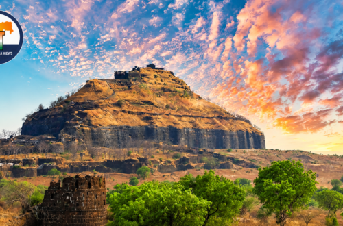 Devgiri Fort (Daulatabad Fort) near Sambhajinagar, showing the ancient hill fort structure and fortification walls
