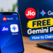 Jio and Gemini Pro free offer promotional graphic showing the MyJio app on a smartphone, with the Maharashtra Views logo in the upper-left corner.