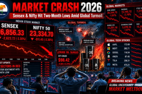 Nifty Bank Nifty crash 2026 — Sensex Nifty market meltdown with crude oil surge and global sell-off