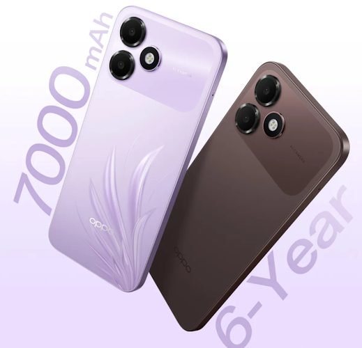 OPPO K14 Lite in Purple and Brown colour with 7000mAh battery
