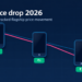 Price drop 2026 illustration showing flagship smartphones with falling price.