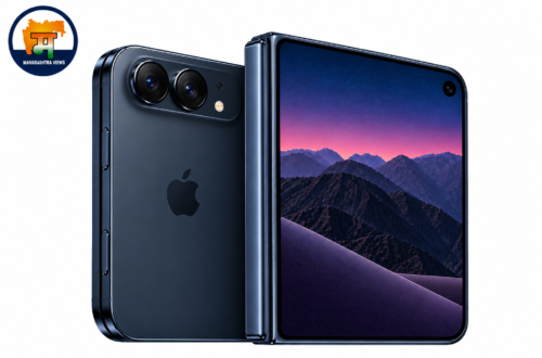 Phone Duo foldable iPhone in black color showing dual camera design and folded display