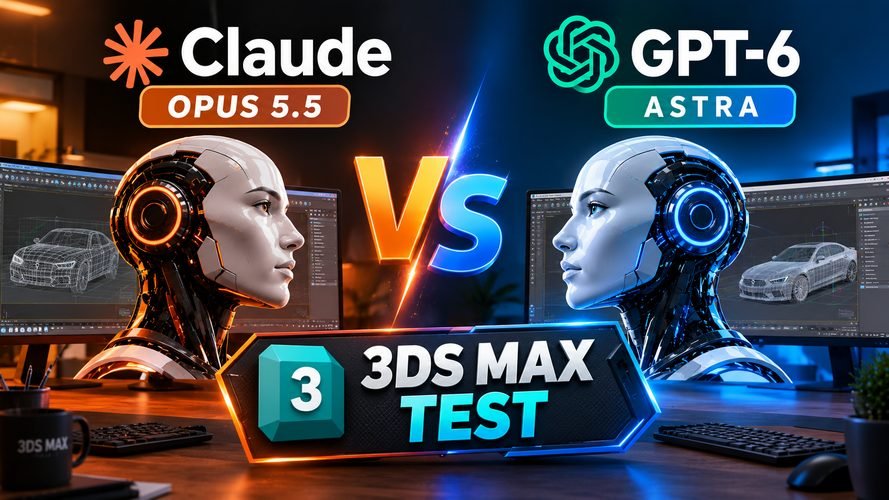 Two 3D armchair models compared, one boxy from Claude Opus 5.5 and one rounded from GPT-6 Astra

