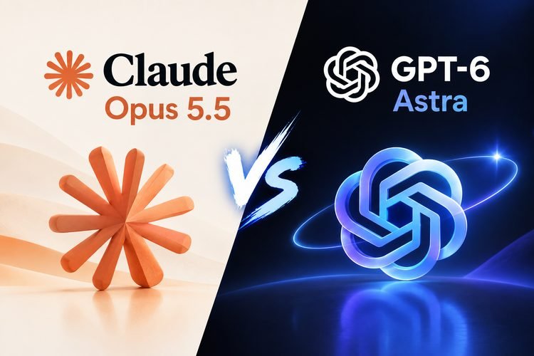 Claude Opus 5.5 and GPT-6 Astra launch dates shown on a simple timeline
