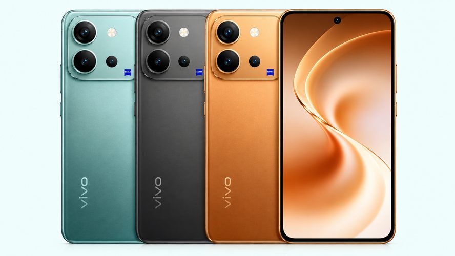 Vivo V80 in Sunrise Anthem, Horizon Blue and Stellar Black colours
