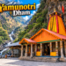 Yamunotri Dham temple surrounded by snow-capped Himalayan peaks in Uttarakhand